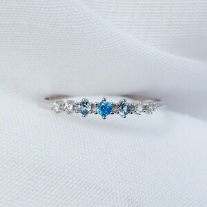 Blue Crytsal Ombré Sterling Silver Stacking Ring